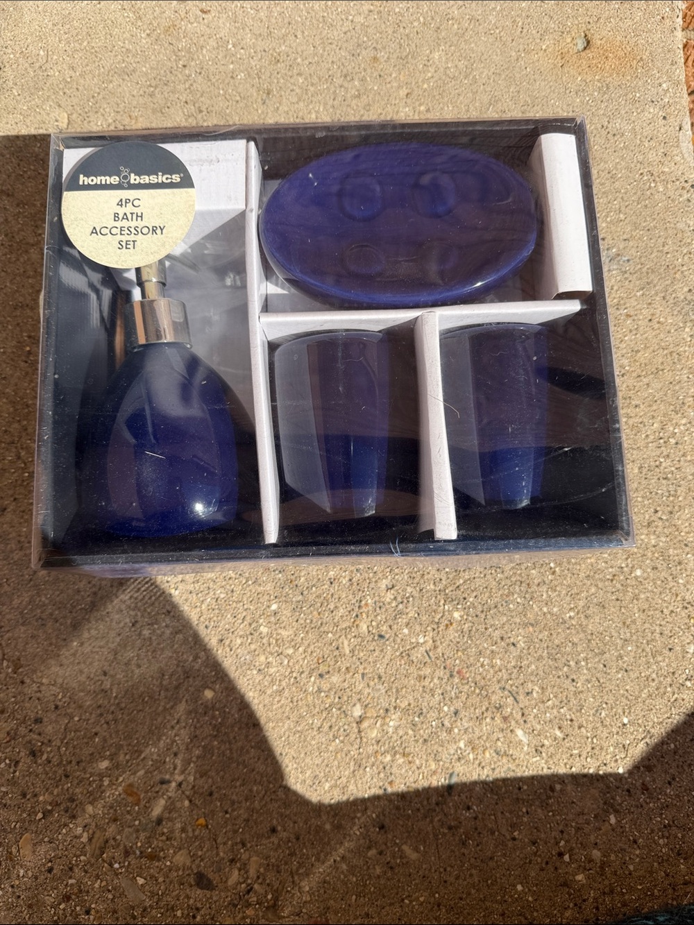 Home Basics Navy 4-Piece Bath Accessory Set with Dispenser